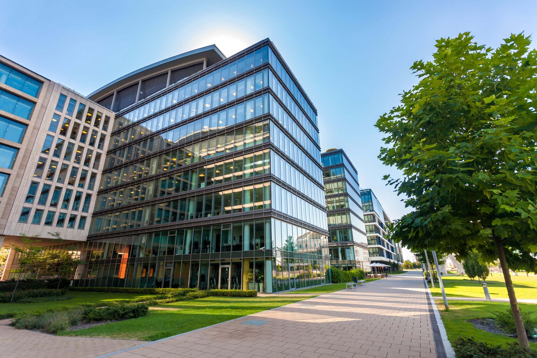 Alley with modern office buildings